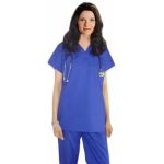 Top v neck 1 pocket solid ladies half sleeve