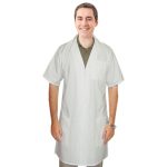 Poplin lab coat unisex half sleeve plastic buttons 3 pocket solid in 36 38 40 42 lengths