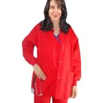 Scrub Jacket 3 pocket solid full sleeve unisex with rib and snap button