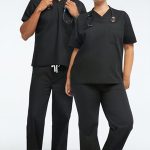 Scrub set 2 pocket normal unisex solid half sleeve (top 1 pocket with bottom 1 pocket) with drawstring, non-elasticated waistband.