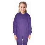 Child scrub jacket solid full sleeve with rib 3 pocket snap button