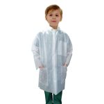 Kids Disposable lab coat 3 pocket full sleeve with front plastic snap buttons