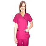Microfiber scrub set mock wrap 5 pocket half sleeve (top 3 pocket with bottom 2 pocket boot cut)