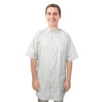 Poplin Labcoat unisex half sleeve snap buttons with covered placket 3 pockets solid pleated (48 perc cotton 52 perc polyester) in 36 38 40 42 inch lengths