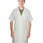 Poplin labcoat unisex half sleeve plastic buttons 3 pocket solid in 36 38 40 42 lengths