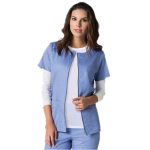 Scrub Jacket 2 Pockets Solid Ladies Half Sleeves with Zip