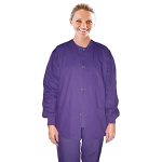 Scrub jacket 3 pocket solid ladies full sleeve with rib snap button