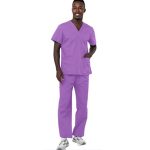 Scrub set 3 pocket normal Unisex solid half sleeve (2 pocket top, 1 pocket pant with drawstring, non-elasticated waistband)