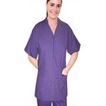 Scrub set 4 pocket solid ladies front open v-neck with snap buttons half sleeve (2 pocket top 2 pocket boot cut pant)