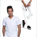Unisex Jogger Scrub Set 6 Pockets Half Sleeves, Top 3 Pockets (1 Chest Pocket and 2 Lower Pockets) and Jogger Pant 3 Pockets (2 Side Pockets, 1 Back Pocket) with Full Elastic Waistband and Drawstring (Twill White)
