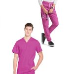 Unisex Jogger Scrub Set 9 Pockets Half Sleeves, Top 3 Pockets (1 Chest Pocket and 2 Lower Pockets) and Jogger Pant 6 Pockets (2 Side Pockets, 2 Back Pockets, 2 Cargo Pockets) with Half Elastic Waistband and Matching Drawstring Both