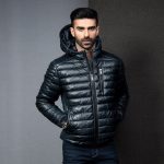 Fashionsta Craze Men's Wind Breaker Hooded Puffer Leather Jacket