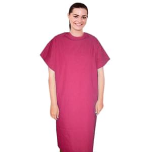 Microfiber patient gown back open half sleeve with matching piping , tie-able, Sizes XS-9X - Image 1